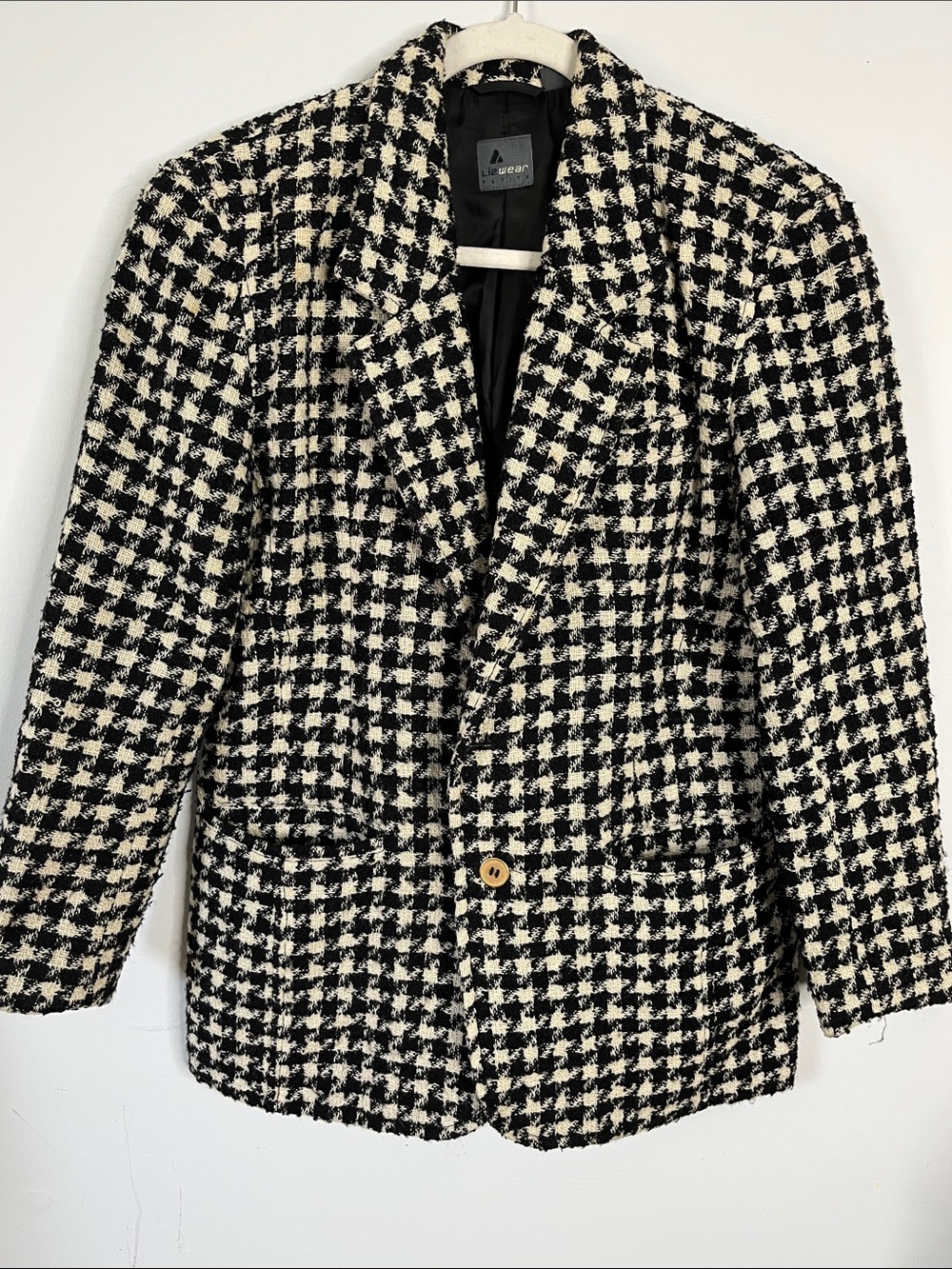 Vintage Women's Houndstooth Academia Old Money All Season Jacket Blazer Size 10